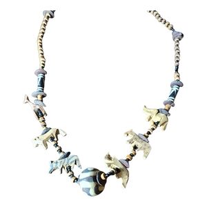 Artisan Animal Charm Necklace in Gold and Black